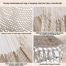 Chihee Sedia Amaca Super Grande Sedia sospesa Corda di Cotone Filato Sedia per Tessitura, Spreader in Legno massello Sedile Largo Pizzo Sedia da Altalena Coperta Giardino Esterno Cortile
