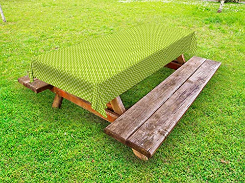 ABAKUHAUS a Spina di Pesce Tovaglia da Esterno, Geometriche Linee a Zigzag, Tovaglia da Picnic Lavabile Decorativa, 145 cm x 265 cm, Lime Green Pastel Verde