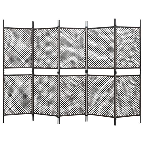 E E-NICES Paravento a Pannelli in Polyrattan Marrone 300x200 cm