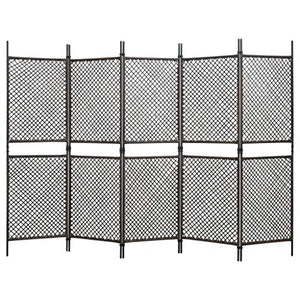 E E-NICES Paravento a Pannelli in Polyrattan Marrone 300x200 cm