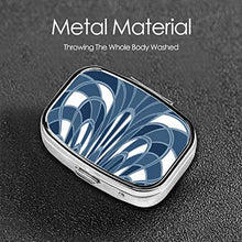 Scatola quadrata per pillole medicinali con funghi astratti Art Deco blu erica moda pillola organizer da viaggio pillola dispenser per vitamine integratori