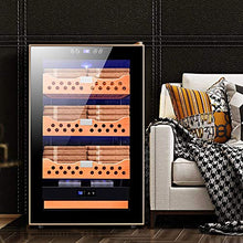 VIY Umidificatore per Sigari, Humidor, 12-18 °C, Touch Display Digitale, 38 Db, Illuminazione A LED, 70 L, 200-250 Sigari, Ripiani in Legno di Cedro, Nero,Nero