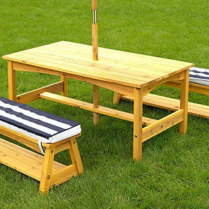 Mobili da giardino per bambini, con sedie lunghe all'aperto, tavolo da picnic in legno mobili da giardino per bambini,Wood color