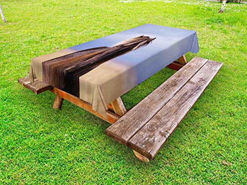 ABAKUHAUS Islanda Tovaglia da Esterno, Primo Piano del Cavallo Silhouette, Tovaglia da Picnic Lavabile Decorativa, 145 cm x 210 cm, Ceil Blu Marrone Cammello