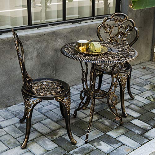 CGBF-Set Bistrot Rosa 3 Pezzi,Mobilia della Sedia del Tavolo da Pranzo del Patio del Balcone del Giardino All'aperto Resistente e Durevole Alluminio Pressofuso