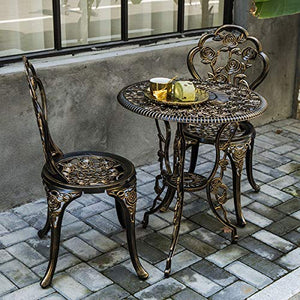 CGBF-Set Bistrot Rosa 3 Pezzi,Mobilia della Sedia del Tavolo da Pranzo del Patio del Balcone del Giardino All'aperto Resistente e Durevole Alluminio Pressofuso