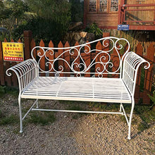 Panchina del Terrazza Parco Panche da Giardino per Tempo Libero All'aperto, Panca 2 Posti in Ghisa Resistente alle Intemperie e alla Ruggine, Retro Panca Decorativa da Patio con Schienale e Bracciol
