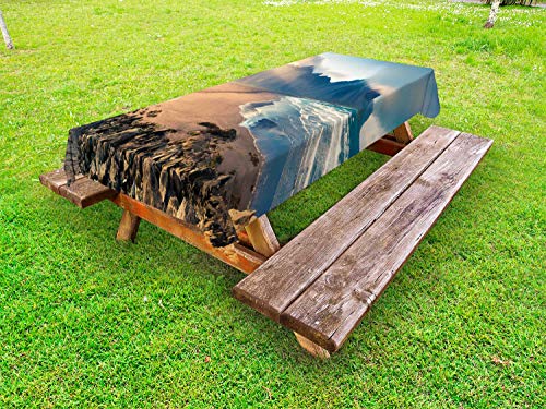 ABAKUHAUS Islanda Tovaglia da Esterno, Stokksnes Headland costiere, Tovaglia da Picnic Lavabile Decorativa, 145 cm x 305 cm, Multicolore