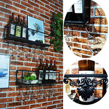 MSF Porta Bottiglie Parete Scaffale Vino attaccatura Supporto Portabicchieri Industrial Rustico Porta Bottiglie Mensola for Bar/Cucina/armadi, Nero