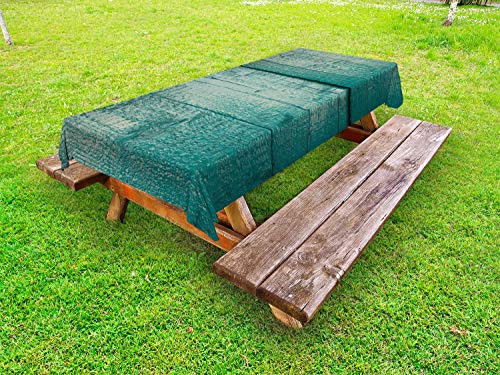 ABAKUHAUS Scuro Teal Tovaglia da Esterno, priorità Bassa di Legno Grungy, Tovaglia da Picnic Lavabile Decorativa, 145 cm x 305 cm, Sea Green Scuro Teal