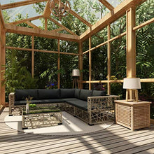 vidaXL Set Divani da Giardino 6 pz con Cuscini Foderati Lavabili Modulare Leggero Elegante Arredi da Esterno in Polyrattan Grigio Telaio in Acciaio