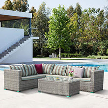 Set di Mobili da Giardino per Esterni, Set di 4 Pezzi da Giardino con Divano in Rattan Tavolino da caffè Balcone Cortile Divano Ad Angolo per Il Tempo Libero Set di Conversazione
