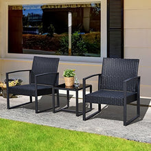 Outsunny Set Mobili da Giardino Tavolino con 2 Sedie 3pz con Cuscini Esterno Giardino Rattan Nero