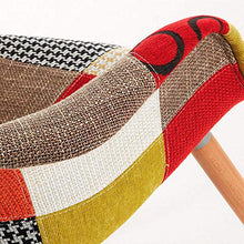 N/A Set di 2 poltrone patchwork con schienale morbido e moderno tessuto di lino per soggiorno, sala da pranzo, camera da letto (rosso)