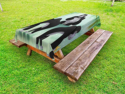 ABAKUHAUS Gorilla Tovaglia da Esterno, Creature Chunky Forestale, Tovaglia da Picnic Lavabile Decorativa, 145 cm x 265 cm, Grigio Verde
