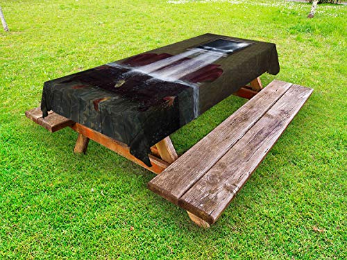 ABAKUHAUS surreale Tovaglia da Esterno, Imaginary Camera Acquario, Tovaglia da Picnic Lavabile Decorativa, 145 cm x 210 cm, Verde Marrone Scuri