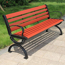 Panca da giardino per terrazza da giardino panca per il tempo libero in legno di plastica, sedia da giardino in ghisa con sedile in metallo da 2-3 posti per esterni, sedia da veranda resistente agli