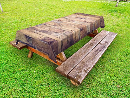 ABAKUHAUS Legno Rustico Tovaglia da Esterno, Terroso Tonica plance, Tovaglia da Picnic Lavabile Decorativa, 145 cm x 210 cm, Pallida Gray e Umber