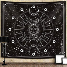Sun Moon Tapestry Wall Hanging Stars Space Psychedelic Arazzo da parete in bianco e nero per camera da letto Decorazione della parete di casa,150 x 200cm