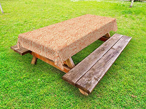 ABAKUHAUS La Farfalla Tovaglia da Esterno, intricato Farfalle, Tovaglia da Picnic Lavabile Decorativa, 145 cm x 210 cm, Pallida Peach e Vermilion