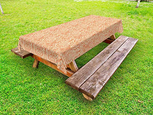 ABAKUHAUS La Farfalla Tovaglia da Esterno, intricato Farfalle, Tovaglia da Picnic Lavabile Decorativa, 145 cm x 210 cm, Pallida Peach e Vermilion