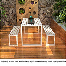 Set tavolo e sedia da giardino per panchina da giardino, Panca da giardino con tavolino da tè, balcone, cortile esterno, parco, Seduta da giardino a 3 posti per il tempo libero all'aperto