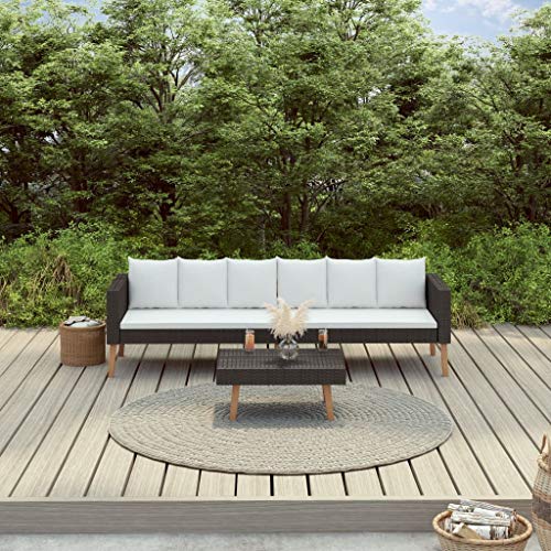 SKM Set Divani da Giardino 2 pz con Cuscini in Polyrattan Nero (30kg) Nero-9335