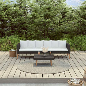 SKM Set Divani da Giardino 2 pz con Cuscini in Polyrattan Nero (30kg) Nero-9335