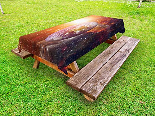 ABAKUHAUS Spazio Tovaglia da Esterno, Pianeta Terra dallo Spazio, Tovaglia da Picnic Lavabile Decorativa, 145 cm x 210 cm, Multicolore