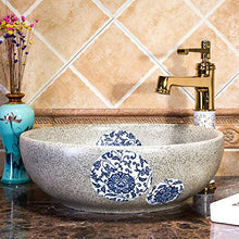 Jgophu Europa Vintage Style Art Lavello da bagno Ceramica Lavello montato su piano Lavello da bagno Lavello montato su Lavello