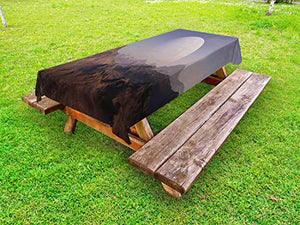 ABAKUHAUS Paesaggio Tovaglia da Esterno, Imaginary Lands Planet, Tovaglia da Picnic Lavabile Decorativa, 145 cm x 210 cm, Multicolore