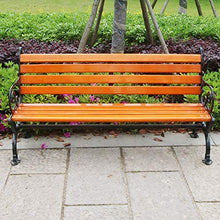 Panca da giardino panchina da terrazza per esterni, Sedia 3 posti in ghisa con braccioli, Panca a doghe con schienale in legno massello anticorrosivo resistente agli agenti atmosferici