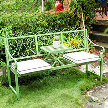 Household Products Tavolino da Esterno in Metallo Sedia Panca da Balcone, con bracciolo Schienale sollevabile Tavolo e Sedia Panca combinata Protezione Solare Resistente Panca e Tavolo in ghisa,