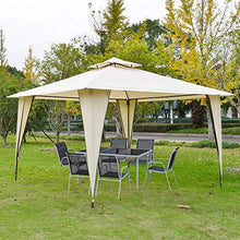 Outsunny Gazebo da Esterno o Giardino in Metallo e Poliestere Beige con Doppio Tettuccio 3.5 x 3.5m