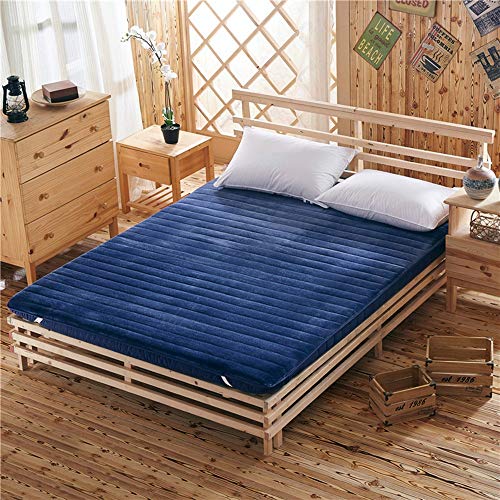 Yamyannie-Home Pieghevole Morbido futon Comodo Materasso Sleeping Pad Thick (Colore : Blu, Dimensione : 180x200cm)