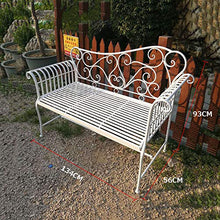 Panchina del Terrazza Parco Panche da Giardino per Tempo Libero All'aperto, Panca 2 Posti in Ghisa Resistente alle Intemperie e alla Ruggine, Retro Panca Decorativa da Patio con Schienale e Bracciol