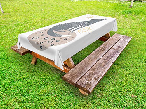 ABAKUHAUS Luna magia Tovaglia da Esterno, Howling Wolf Planet, Tovaglia da Picnic Lavabile Decorativa, 145 cm x 265 cm, Multicolore