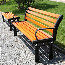 Panchina da giardino per terrazza, panca da giardino per esterni in legno massello da 2-3 posti, sedia da portico resistente alle intemperie, sedia da cortile in legno duro con struttura in ghisa, u