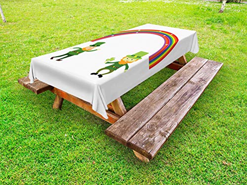 ABAKUHAUS Fata Tovaglia da Esterno, Irish Elfi Arcobaleno, Tovaglia da Picnic Lavabile Decorativa, 145 cm x 305 cm, Multicolore
