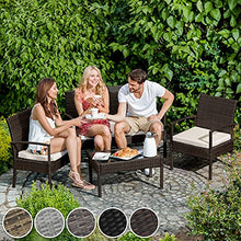 TecTake 403398 Set di Mobili Rattan, Arredamento Giardino, Tavolo Sedie Panca, Esterno Terrazzo Lounge Veranda, Grigio