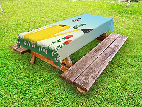 ABAKUHAUS Giardinaggio Tovaglia da Esterno, Hobby Tempo attività Art, Tovaglia da Picnic Lavabile Decorativa, 145 cm x 265 cm, Cielo Azzurro Multicolor