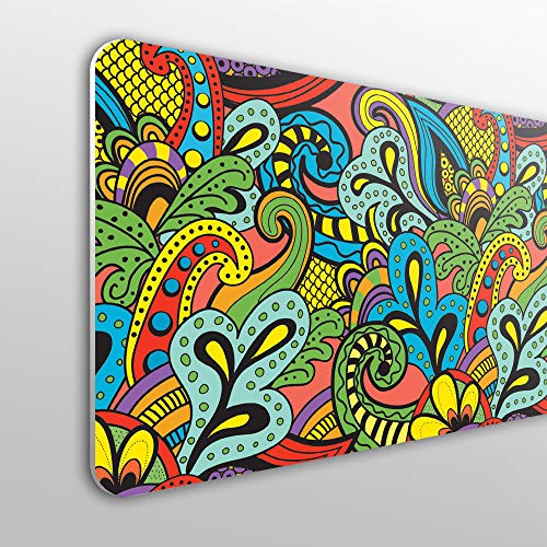 MEGADECOR - Testiera per letto in PVC, 10 mm, decorativa, economica Motivo floreale con colori retrò.