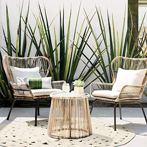 N/Z Attrezzature quotidiane Patio Portico Set di mobili Tavolo per Il Tempo Libero all'aperto Combinazione di sedie Cortile Terrazza Tre Pezzi Tavolino da caffè in Vimini Set da Giardino in Rattan