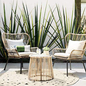 N/Z Attrezzature quotidiane Patio Portico Set di mobili Tavolo per Il Tempo Libero all'aperto Combinazione di sedie Cortile Terrazza Tre Pezzi Tavolino da caffè in Vimini Set da Giardino in Rattan