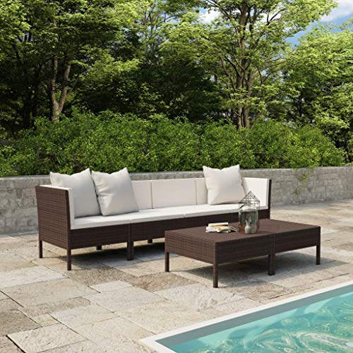 SKM Set Divani da Giardino 6 pz con Cuscini in Polyrattan Marrone (39kg) Marrone-6981