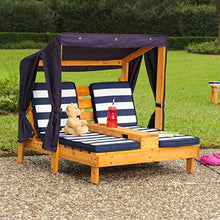 Kidkraft 524 - Doppia Sedia A Sdraio da Giardino, per Bambini, Legno, con Porta Tazze, Blu Scuro/Bianco, 92.96 x 86.36 x 88.9 cm, Età 3-4 anni