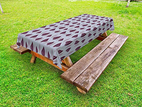 ABAKUHAUS Astratto Tovaglia da Esterno, Surreale Leaf Come Motivi, Tovaglia da Picnic Lavabile Decorativa, 145 cm x 210 cm, Purpleblue Scuro Fucsia