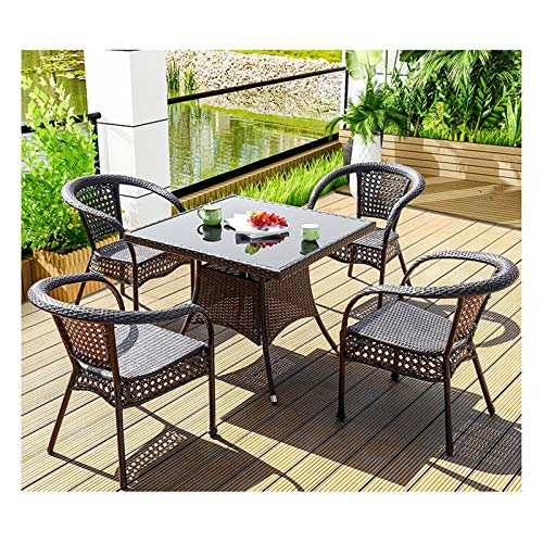 Tavolo in vimini in rattan mobili in patio e set sedia, Arredamento per esterni Ratan Patio Furniture Set Patio Rattan Tavolo da pranzo Set Set di Wicker Weave Tavolino da caffè Conversazione patio