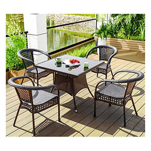 Tavolo in vimini in rattan mobili in patio e set sedia, Arredamento per esterni Ratan Patio Furniture Set Patio Rattan Tavolo da pranzo Set Set di Wicker Weave Tavolino da caffè Conversazione patio