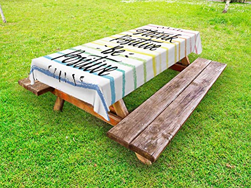 ABAKUHAUS Energia positiva Tovaglia da Esterno, Motivo Arcobaleno Linea, Tovaglia da Picnic Lavabile Decorativa, 145 cm x 305 cm, Multicolore